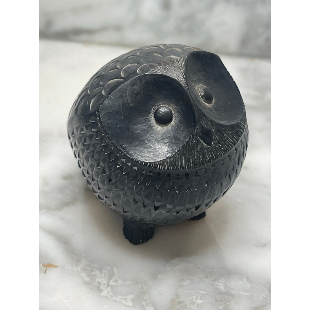 Vintage Boma Hand Carved Soapstone Owl Figurine Vancouver BC Canada 3”